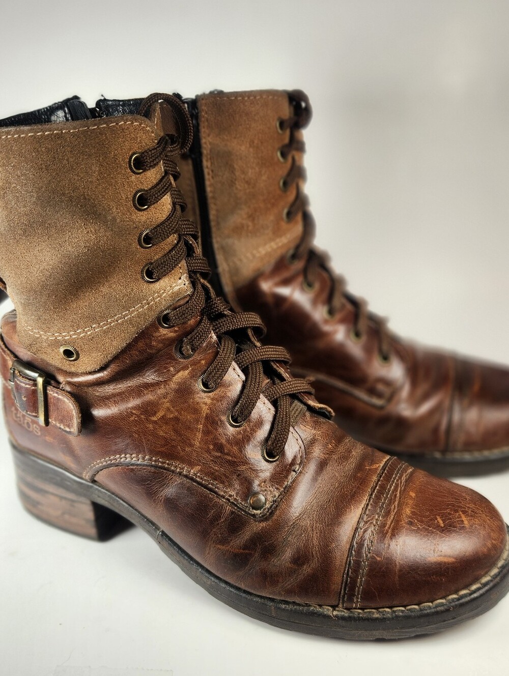 TAOS Women's Crave Combat Boot Size 9 EU 40 Leather Suede Western Buckle ShoeS